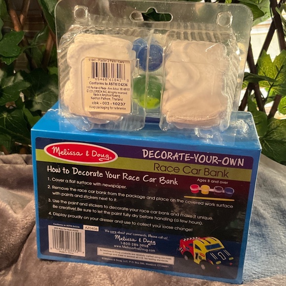 New Melissa & Doug Decorate-Your-Own Race Car Bank and Plaster Car Set - Picture 2 of 13